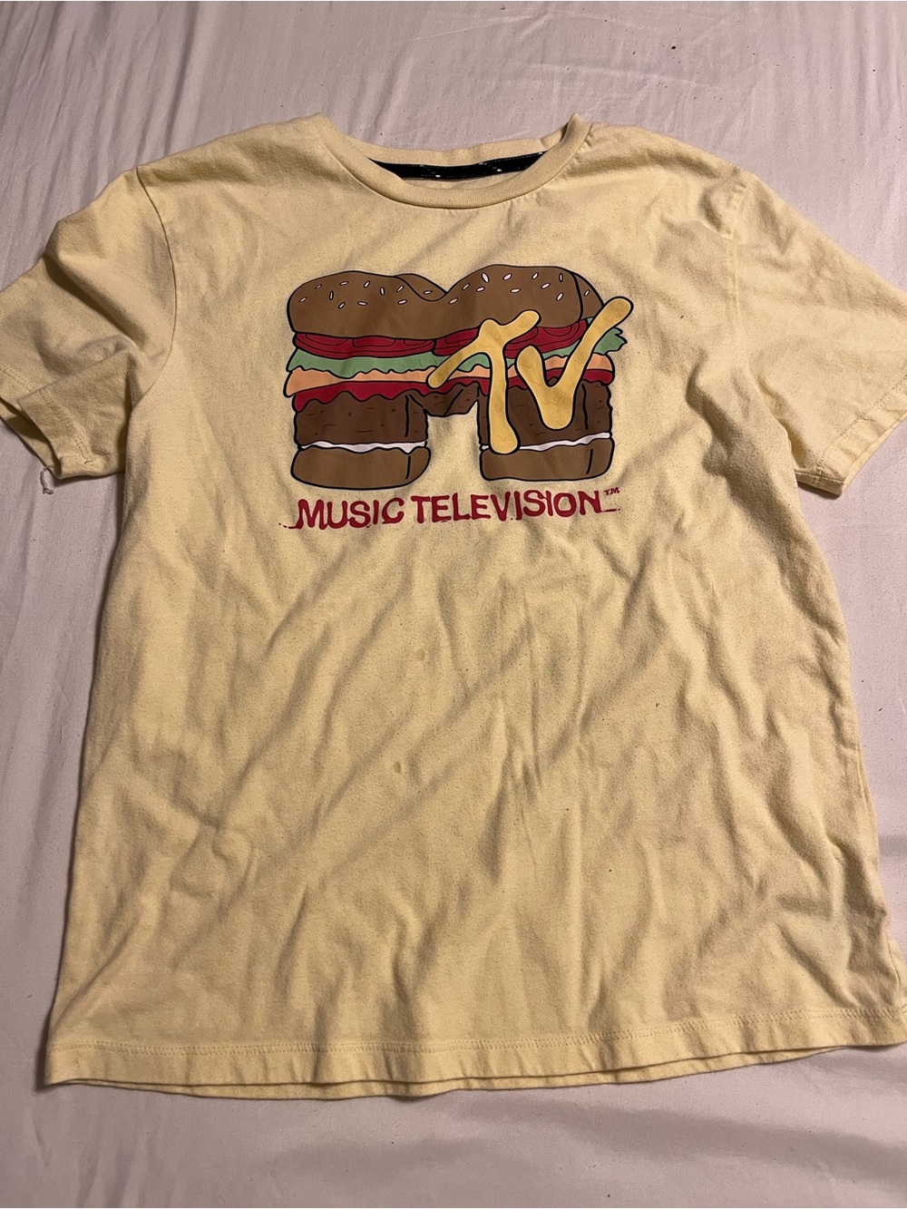 MTV Yellow Graphic Tee with Burger Logo